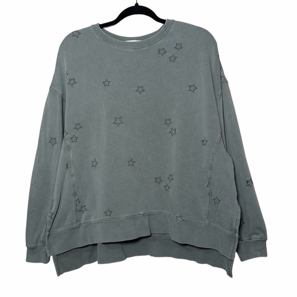 Z Supply Tops - Z Supply Star Embroidered Crewneck Sweatshirt Sage Green Size Small